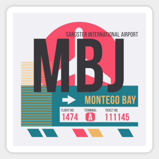 Montego Bay (MBJ) Airport Code Baggage Tag Magnet